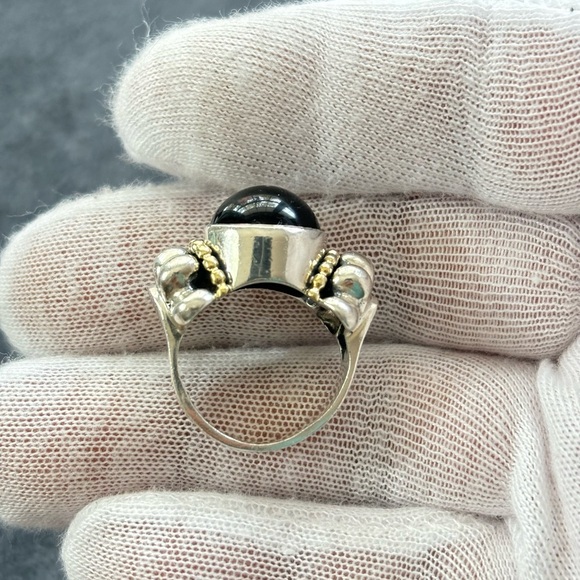 Lagos Caviar 925 & 18k Gold Cocktail Ring with Black Onyx 6 - Picture 5 of 9